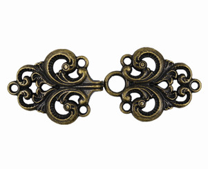 Baroque Swirl Cloak Clasp Antique Brass Fasteners