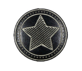 Star Stripes Star Metal Shank Buttons in Gunmetal Gray Color - 18mm - 11/16 inch