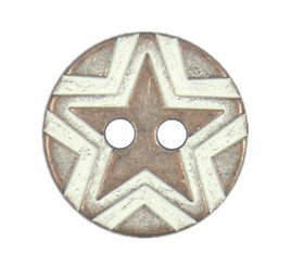 Copper White Layered Star Metal Hole Buttons - 15mm - 5/8 inch