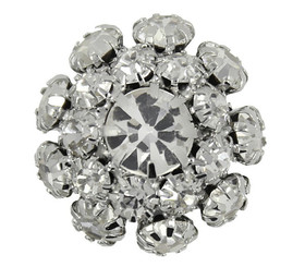 Transparent Czech Crystal Claw Prongs Dahlia Flower Metal Shank Buttons - 23mm - 7/8 inch