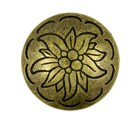 Edelweiss Antique Brass Metal Shank Buttons - 23mm - 7/8 inch