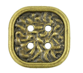 Wrinkled Square Antique Brass Metal Hole Buttons - 25mm - 1 inch