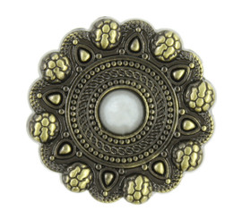 Snakeskin Style Flower Brass Metal Shank Buttons, With Pearl on Top - 25mm - 1 inch