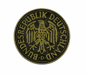 Bundesrepublik Deutschland Coin Concho Antique Brass Metal Rivet Set - 23mm - 7/8 inch