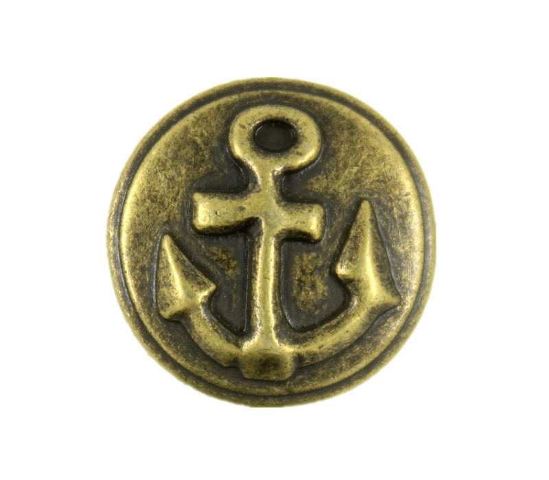 Antique Brass Embossed Anchor Metal Shank Buttons 18mm 11/16 inch