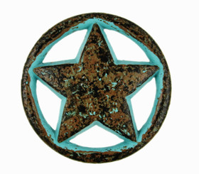 Star and Ring Green Rust Metal Shank Buttons - 20mm - 3/4 inch