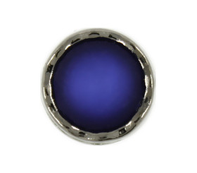Matte Blue Bead Gunmetal Base Metal Shank Buttons - 9mm - 3/8 inch