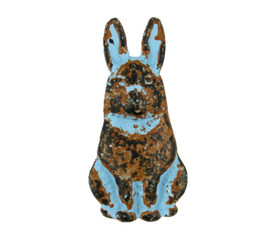 Easter Bunny Blue Patina Metal Shank Buttons - 25mm - 1 inch