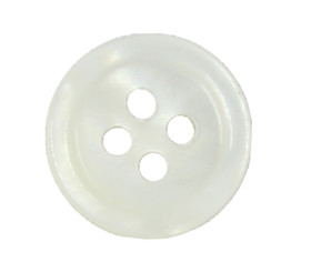 Raised Edge White Shell Buttons - 12mm - 1/2 inch