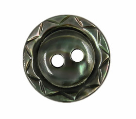Zig-Zag Carving Black Mother of Pearl Buttons - 12mm - 1/2 inch