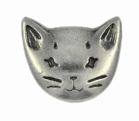 Cat Nickel Silver Metal Shank Buttons - 18mm - 5/8 inch