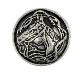 Horsehead Retro SIlver Metal Shank Buttons - 17mm - 11/16 inch