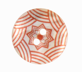 Waves and Hexagram Orange Pattern Shell Buttons - 20mm - 3/4 inch