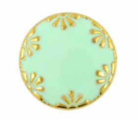 Gold Flowers Spearmint Green Enamel Metal Shank Buttons - 10mm - 3/8 inch