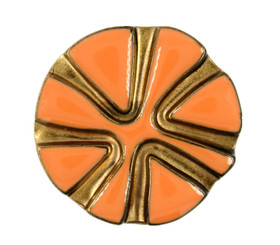 Orange Sun Ray Antique Gold Metal Shank Buttons - 30mm - 1 3/16 inch