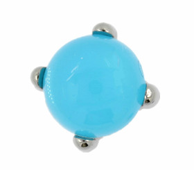Bright Blue Bead Silver Base Metal Shank Buttons - 12mm - 1/2 inch