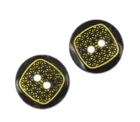 Mesh Pattern Gunmetal Yellow Color Metal Hole Buttons - 11mm - 7/16 inch