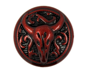 Cow Skull Red Metal Shank Buttons - 20mm - 3/4 inch