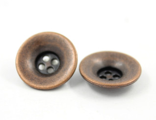 Funnel Shaped Antique Copper Metal Hole Buttons - 20mm - 3/4 inch
