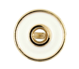 Gold Ring with Cream White Enamel Metal Shank Buttons - 10mm - 3/8 inch