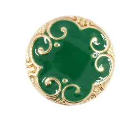 Gold Flower Green Enamel Metal Shank Buttons - 10mm - 3/8 inch