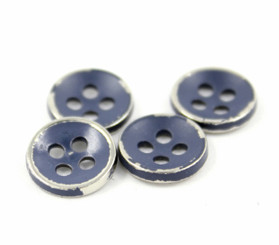 Navy Blue Silver Metal Hole Buttons - 11mm - 7/16 inch