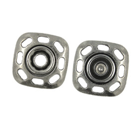 Round Square Metal Nickel Silver Snap Buttons - 20mm - 3/4 inch