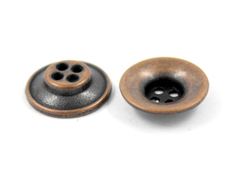 Funnel Shaped Antique Copper Metal Hole Buttons - 15mm - 5/8 inch