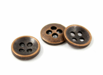 Antique Copper Hole Buttons - 11mm - 7/16 inch