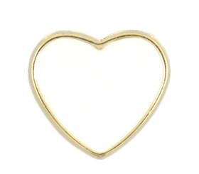 Gold Heart with Cream White Enamel Metal Shank Buttons - 14mm - 9/16 inch