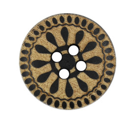 Fancy Pattern Black Wood Buttons - 18mm - 11/16 inch
