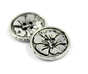  Bauhinia Metal Buttons in Silver Black Color - 15mm - 5/8 inch