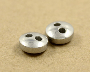 Thick Convex Silver Metal Hole Buttons - 10mm - 3/8 inch