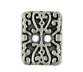  Rectangle Motif Retro Silver Metal Buttons - 11mm - 7/16 inch
