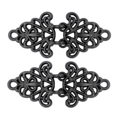 Filigree Trivet Cloak Clasp Hook And Eye Matte Black Fasteners