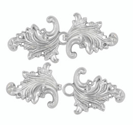 Asymmetric Acanthus Leaf Cloak Clasp Hook And Eye Shiny Silver Fasteners