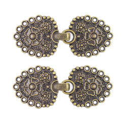 Romantic Bouquet Cloak Clasp Hook And Eye Antique Brass Fasteners
