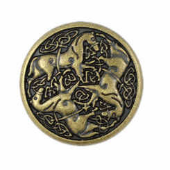 10 Pieces Celtic Horses Metal Shank Buttons. 25mm (1 inch) (Antique Brass)