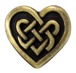 12 Pieces Celtic Heart Love Knot Metal Shank Buttons. 19mm (11/16 inch) (Antique Brass)