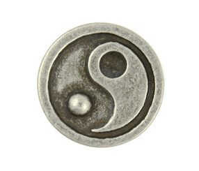 Yin and Yang Antique Silver Metal Shank Buttons - 20mm - 3/4 inch
