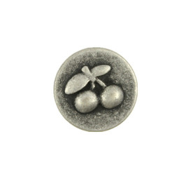 Small Cherry Metal Shank Buttons in Antiqued Silver Color - 13mm - 1/2 inch