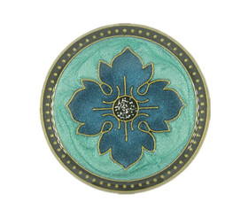 Darkturquoise Byzantine Flower in Lake Blue Luster Design Metal Shank Buttons - 30mm - 1 3/16 inch