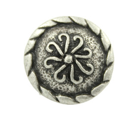 Spin Flower Metal Shank Buttons in Antique Silver Color - 17mm - 11/16 inch