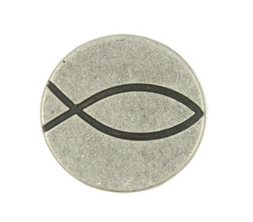 Christian Fish Metal Shank Buttons in Antique Silver Color - 20mm - 3/4 inch