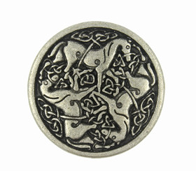 Celtic Horses Antique Silver Metal Shank Buttons - 25mm - 1 inch