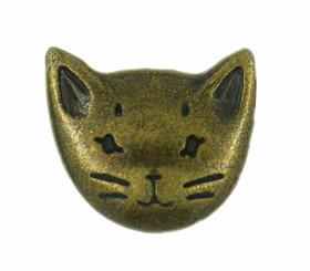 Cat Antique Brass Metal Shank Buttons - 18mm - 5/8 inch