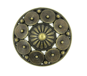 Fancy Openwork Conical Metal Shank Buttons in Antique Brass Color - 30mm - 1 3/16 inch