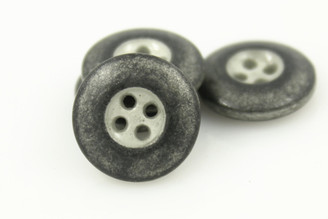 Thick Edge Design Gunmetal White Center Metal Hole Buttons  - 15mm - 5/8 inch