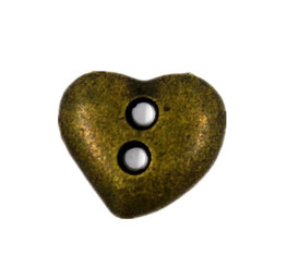 Antique Brass Heart Metal Hole Buttons - 12mm - 1/2 inch