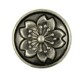Sakura Flower Nickel Silver Metal Shank Buttons - 25mm - 1 inch
